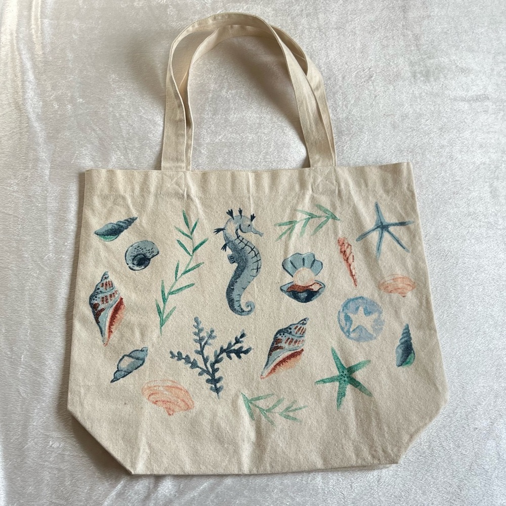 coastal grandma beach canvas tote bag